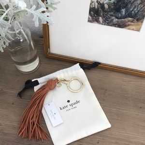 NWT Kate Spade Leather Keychain - Saddle & Gold
